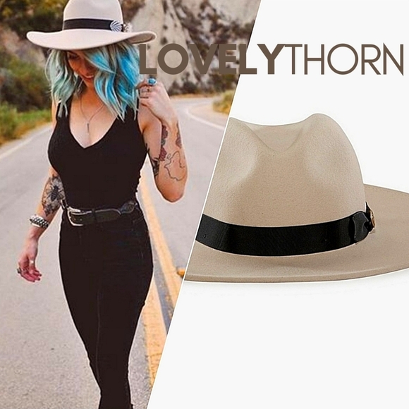 GOORIN BROS // ltd ed lady roulette ivory wide brim wool fedora grosgrain ribbon main image 15